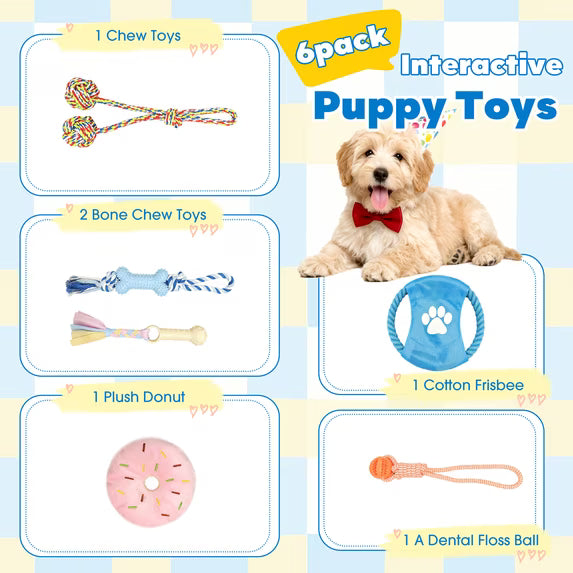Gimnasio de Juego para Cachorros Pequeños, Centro de Actividad Interactivo de Interior de PVC con 6 Juguetes Colgantes para Morder, Correas Ajustables para Aliviar el Aburrimiento del Cachorro