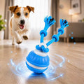 Juguete interactivo e inteligente para perros con movimiento y cuerda, color azul.
