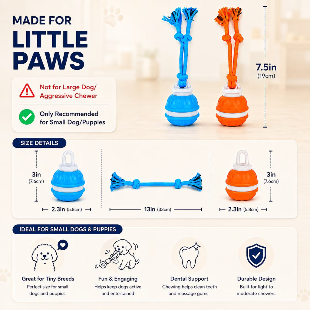 Juguete interactivo e inteligente para perros con movimiento y cuerda, color azul.